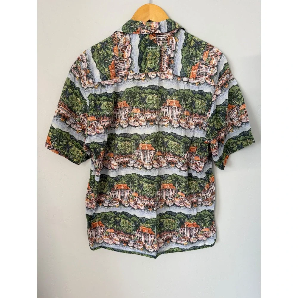 Reyn‎ Spooner Jimmy Buffett Egyptian Cotton Hawaiian Shirt Scenic Harbor Mens L